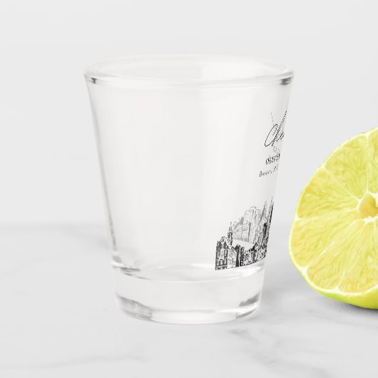 ボストン結婚式の引き出物パーソナライズされた応援 ショットグラス (左)