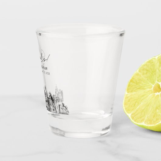 ボストン結婚式の引き出物パーソナライズされた応援 ショットグラス (右)