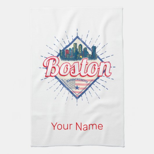 ボストン統一された州ヴィンテージUSA キッチンタオル (縦)