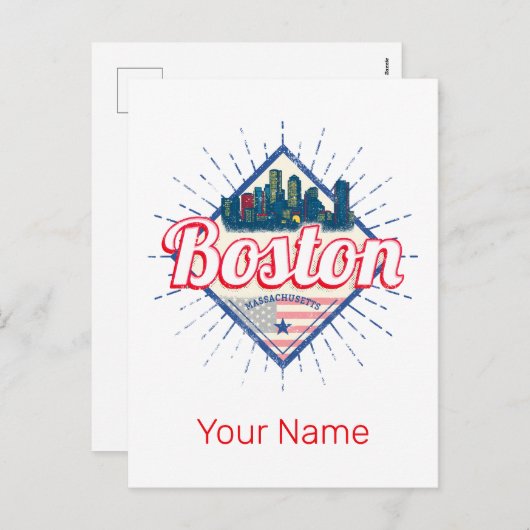 ボストン統一された州ヴィンテージUSA シーズンポストカード (正面/裏面)