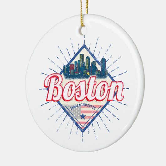 ボストン統一された州ヴィンテージUSA セラミックオーナメント (左)
