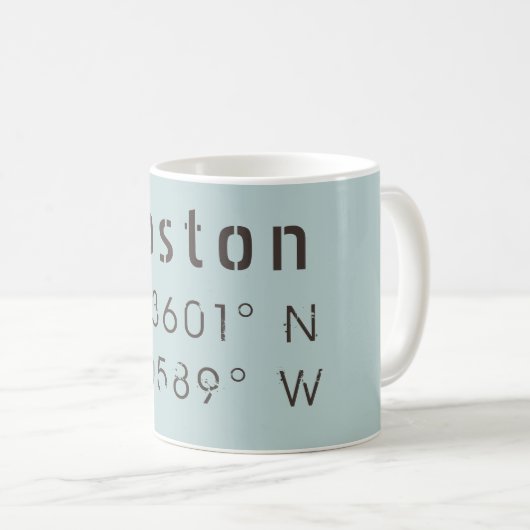 ボストン緯度と経度 コーヒーマグカップ (正面右)