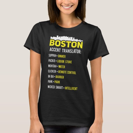 ボストン翻訳おもしろい者ボストンスラングBostonian Acc Tシャツ (正面)