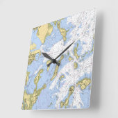 ボストン航海のな地図の時計 スクエア壁時計 (傾斜)