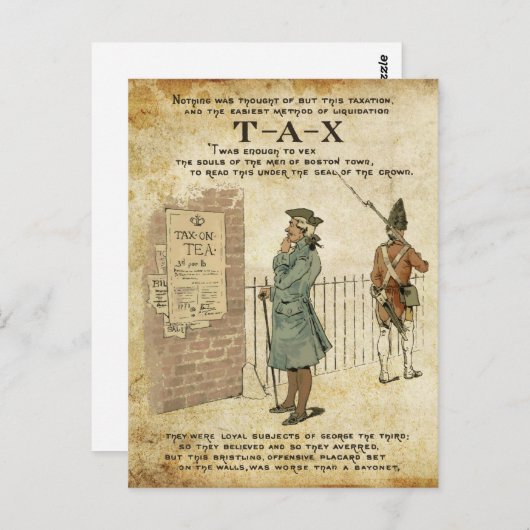 ボストン茶パーティー独立記念日 ポストカード (正面/裏面)