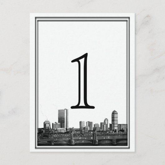 ボストン行き先ウェディングテーブル番号 ポストカード (正面)