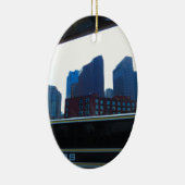 ボストン都市アメリカの旅行の窓の眺めを引込めて下さい セラミックオーナメント (右)