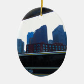 ボストン都市アメリカの旅行の窓の眺めを引込めて下さい セラミックオーナメント (正面)