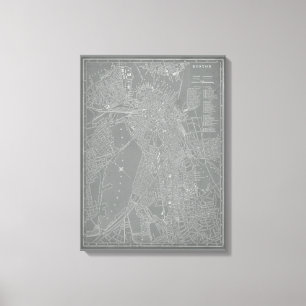 ボストン都市地図のスケッチ キャンバスプリント