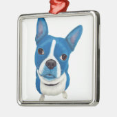 ボストン青いテリア メタルオーナメント (左)
