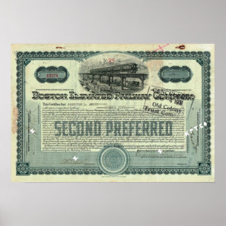 ボストン高架鉄道株式証書 ポスター