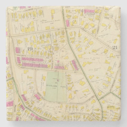 ボストン7の地図 ストーンコースター (正面)