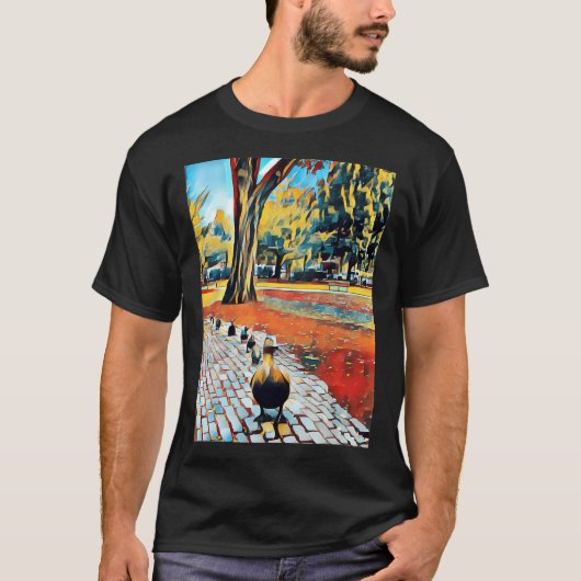 ボストン あひるの親子 Tシャツ (正面)