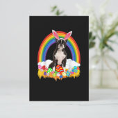 ボストン·テリおもしろいアー·エッグ·シャツの犬好きイースター 出欠カード (スタンド正面)