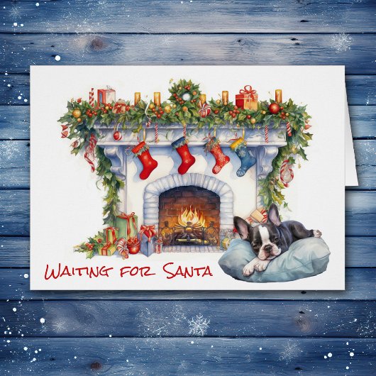 ボストン・テリアパピー待つサンタ・フィレス