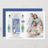 ボストン・テリアーのフロントドア引っ越しのお知らせ 招待状 (正面/裏面)