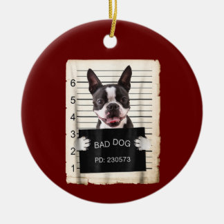 ボストン·テリアー·ドッグ·マグは悪い犬を撃った セラミックオーナメント