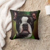 ボストン・テリア犬の聖パトリックのデイドレス クッション (ブランケット)