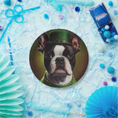 ボストン・テリア犬の聖パトリックのデイドレス ペーパープレート (パーティー)