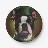 ボストン・テリア犬の聖パトリックのデイドレス ペーパープレート (正面)