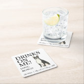 ボストン・テリア結婚ズ スクエアペーパーコースター (インサイチュ)