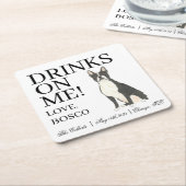 ボストン・テリア結婚ズ スクエアペーパーコースター (アングル)