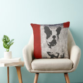 ボストン・テリア黒白と赤縁どの クッション (椅子)