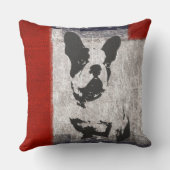 ボストン・テリア黒白と赤縁どの クッション (裏面)