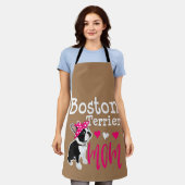 ボストン・テリア・ドッグのお母さんかわいいおもしろい   エプロン (着用した状態)