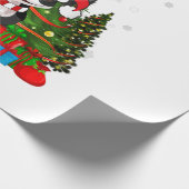 ボストン・テリア・ドッグ・クリスマスがギフト・コーヒー・ライト ラッピングペーパー (角)