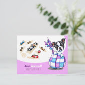 ボストン・テリア・ニュー・パピー・ソーシャル ポストカード (スタンド正面)