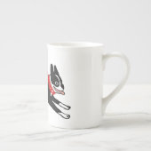 ボストン・テリア（赤いスカーフ） |かわいい犬の祝日 ボーンチャイナマグカップ (右)