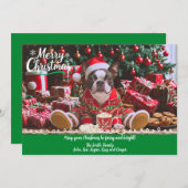 ボストン・テリアinパジャマスクリスマス シーズンカード (正面/裏面)