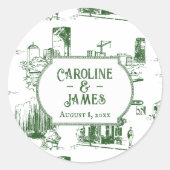 ボストン トワル フォレストグリーン 結婚式 オーダーステッカー ラウンドシール (正面)