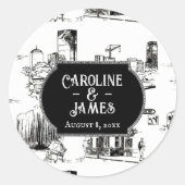 ボストン トワール 結婚式 パーソナライズ 3" スティッカー ラウンドシール (正面)