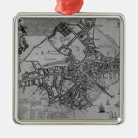 ボストン、ニューイングランド1739年の計画 メタルオーナメント (正面)