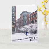 ボストン ノースエンドの冬のグリーティングカード カード (黄色い花)