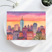 ボストン ノースエンド | 水彩画 マサチューセッツの都市風景 ポストカード