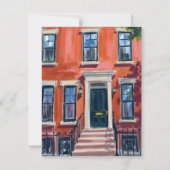 ボストン・ブラウンストーンズマサチューセッツ州ウォーター・カラー・カード (正面)