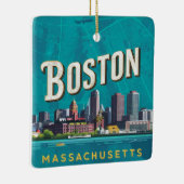 ボストン，ボストン，マサチューセッツ州スカイライン地図と共に セラミックオーナメント (右)