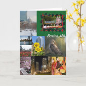 ボストン、マサチューセッツ写真のコラージュ カード (黄色い花)