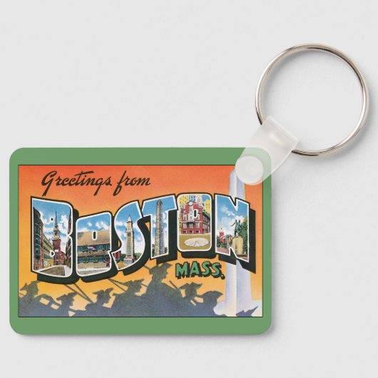 ボストン・マサチューセッツ州からのヴィンテージ旅行の挨拶 キーホルダー (正面)