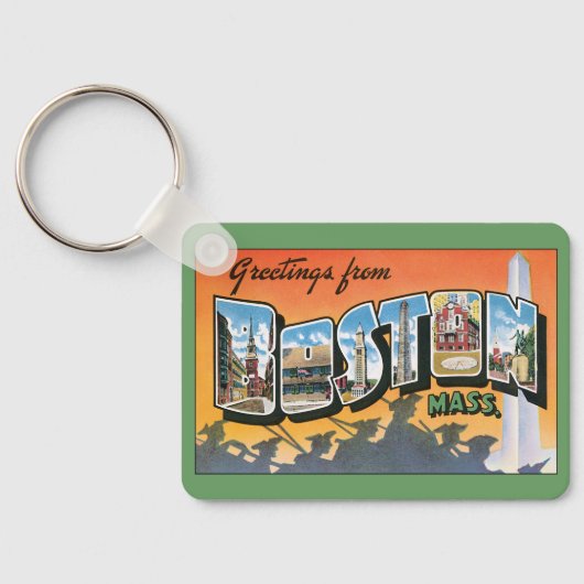 ボストン・マサチューセッツ州からのヴィンテージ旅行の挨拶 キーホルダー (裏面)