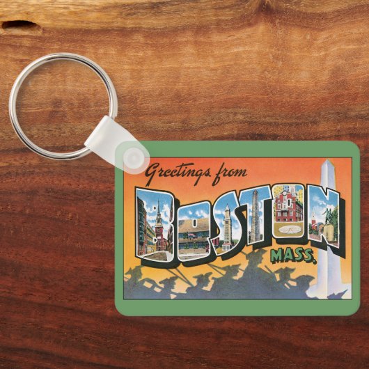 ボストン・マサチューセッツ州からのヴィンテージ旅行の挨拶 キーホルダー (裏面)