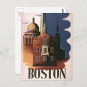 ボストン、マサチューセッツ州のヴィンテージ トラベル ポスター ポストカード (正面/裏面)