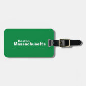 ボストン，マサチューセッツ州ラゲッジタグ（革ストラップ付き） ラゲッジタグ (正面横)