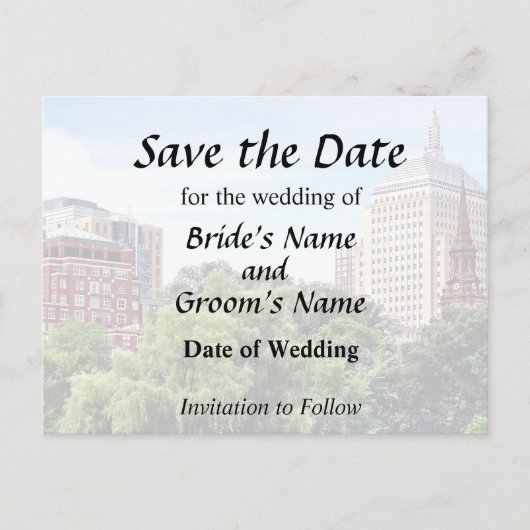 ボストン マサチューセッツ州 - ボストン公共庭園からの眺め 案内ポストカード (正面)