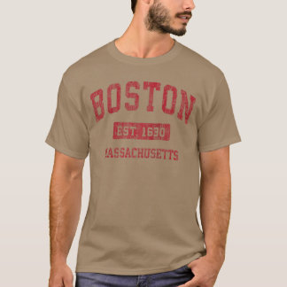 ボストン マサチューセッツ州 MA ヴィンテージ スポーツ デザイン 赤 Tシャツ