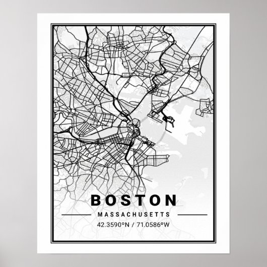 ボストン・マサチューセッツ州(USA)旅行シティーの地図 ポスター (正面)