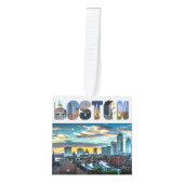 ボストン・マサチューセッツ旅行写真クリスマス キューブオーナメント (正面)